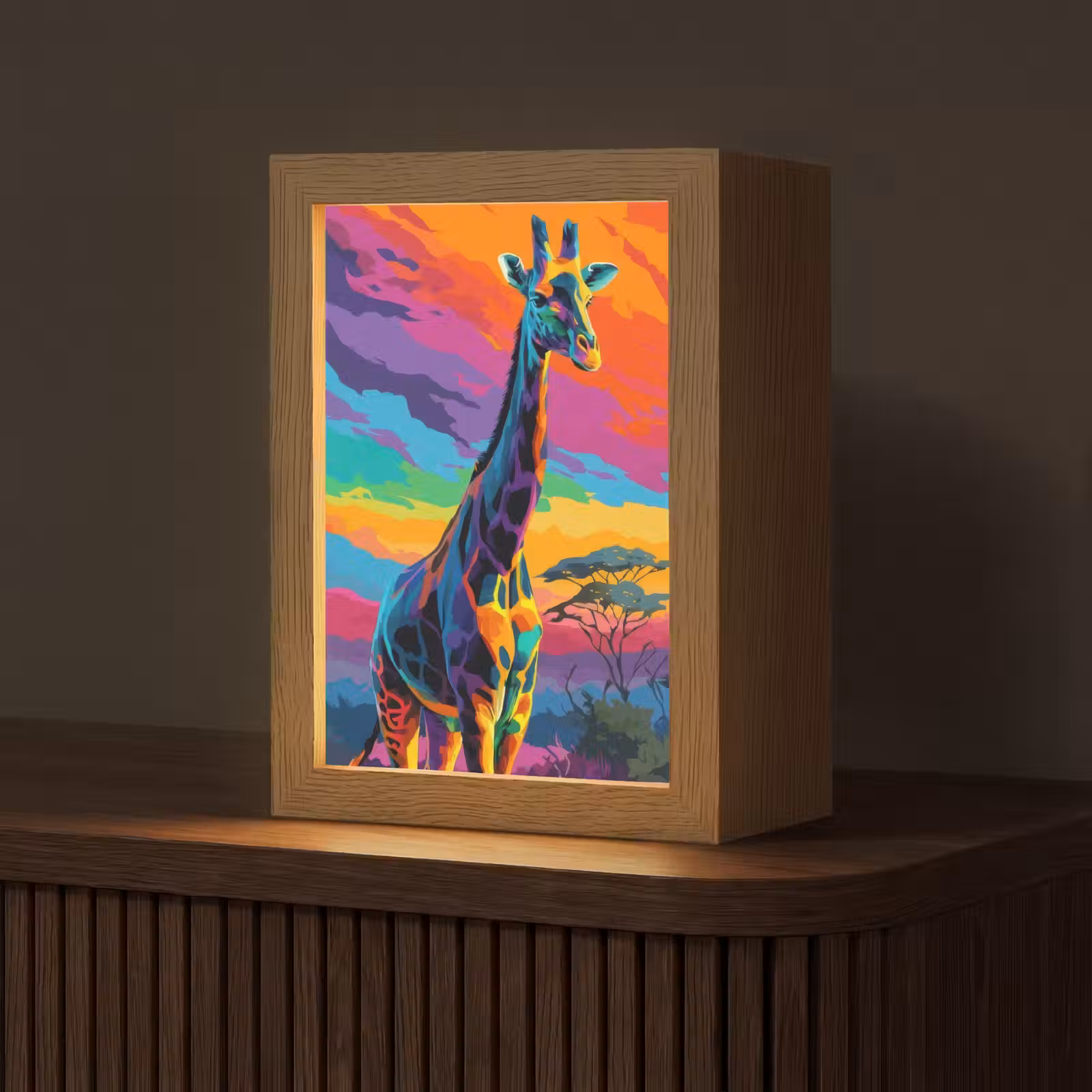 Tafellamp - Giraffe - Savanna - Lucht - Gekleurd — 1