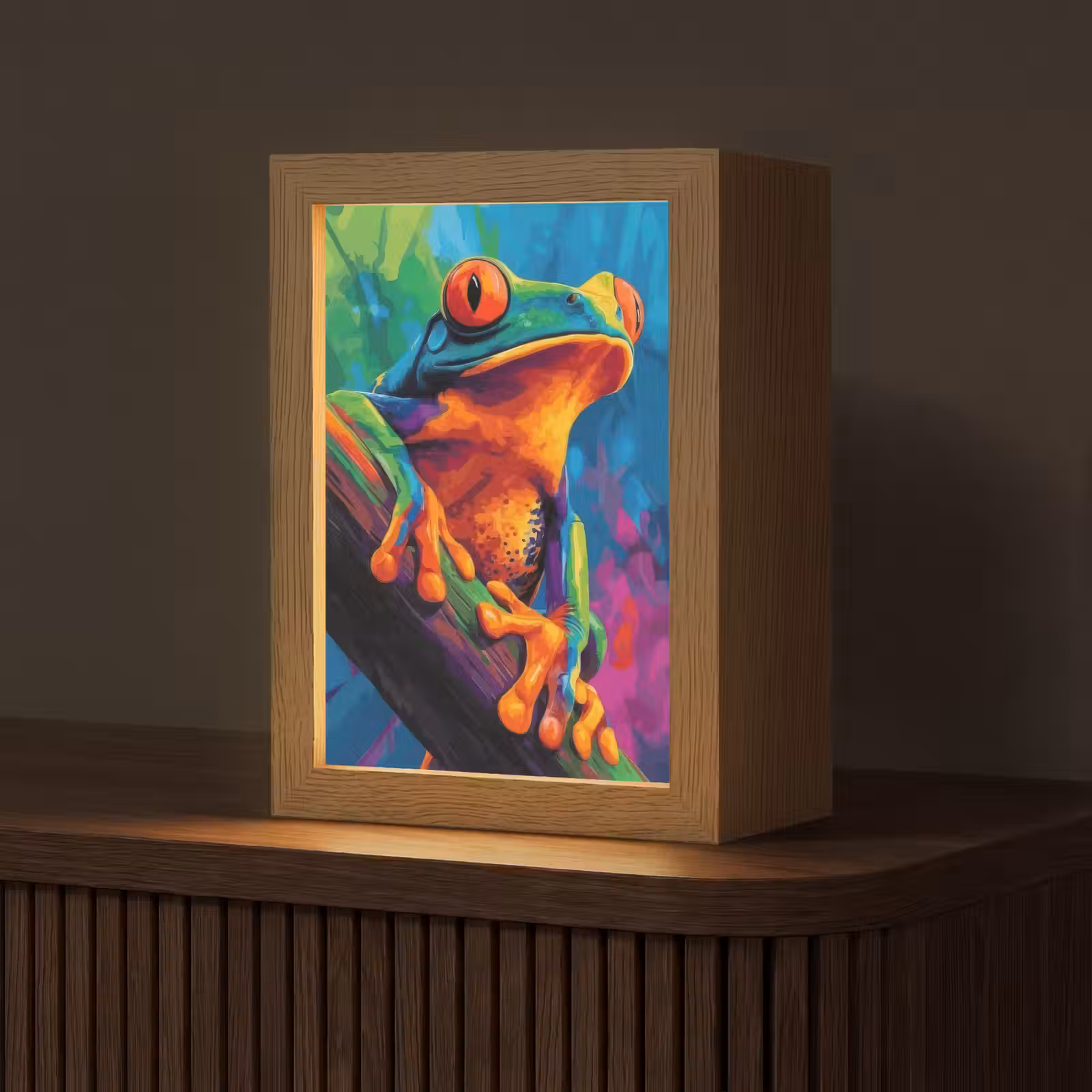 Tafellamp - Kikker - Felgekleurd - Tak - Regenboog — 1
