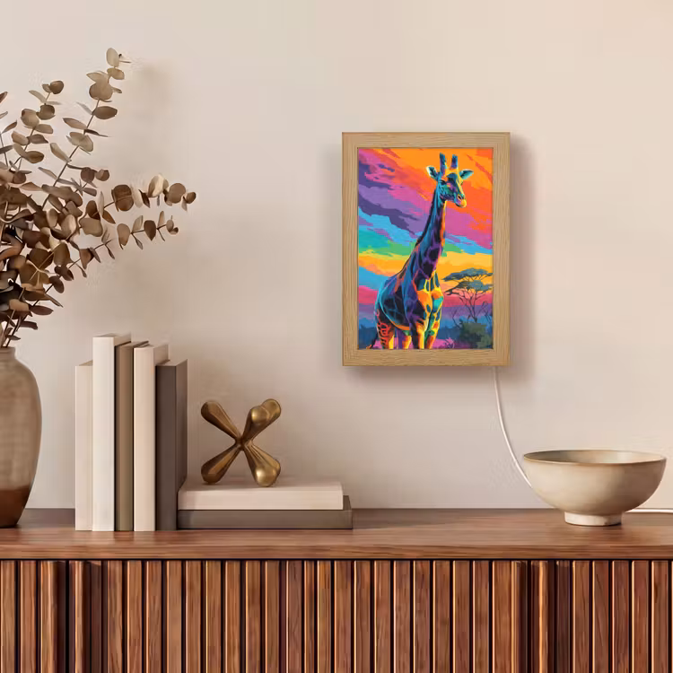 Tafellamp - Giraffe - Savanna - Lucht - Gekleurd — 4