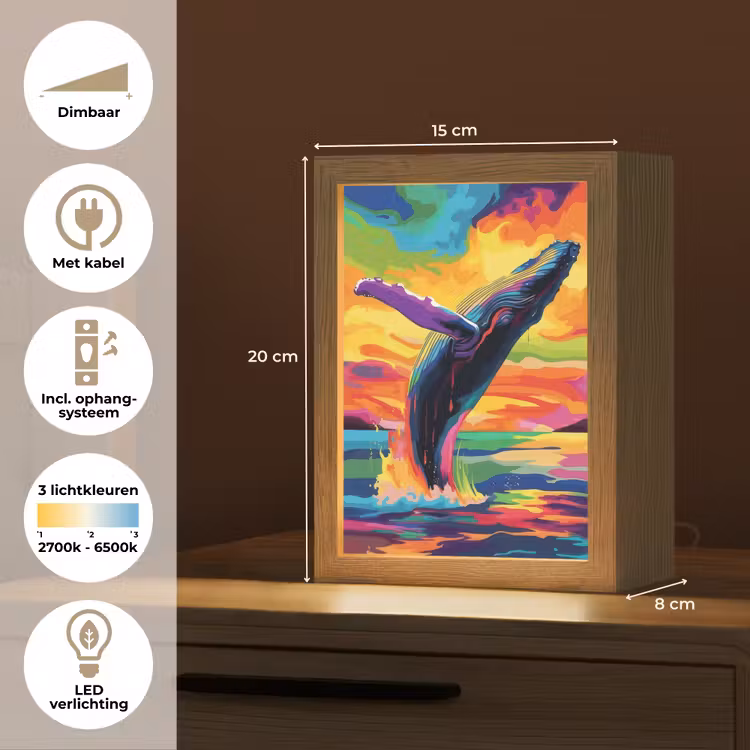 Tafellamp - Zonsondergang - Walvis - Geschilderd - Kleurrijk — 7