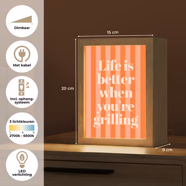 Tafellamp - Life is better when you're grilling gestreept — 7