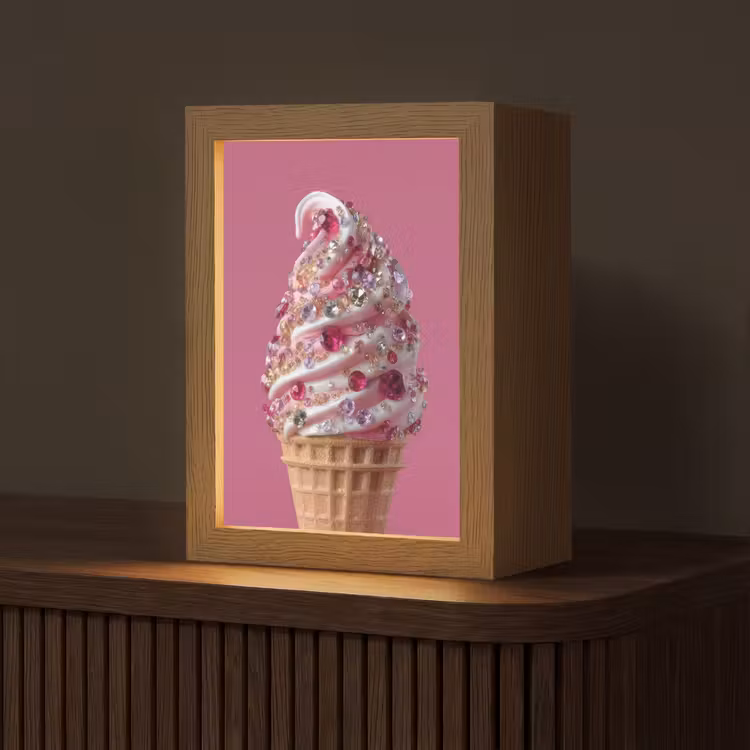 Tafellamp - Softijs - Edelstenen - Roze - Hoorntje — 1