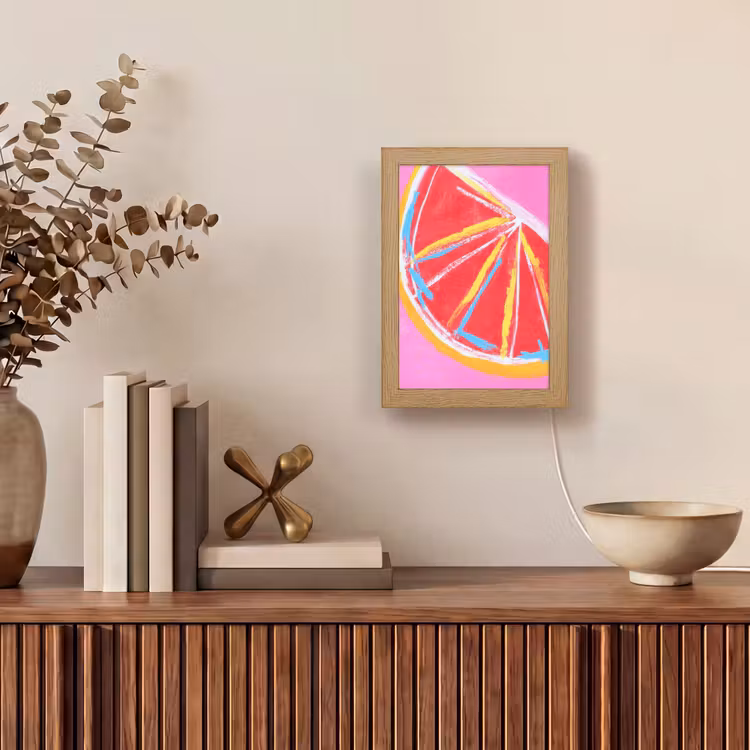 Tafellamp - Grapefruit - Geschilderd - Roze - Strepen — 4