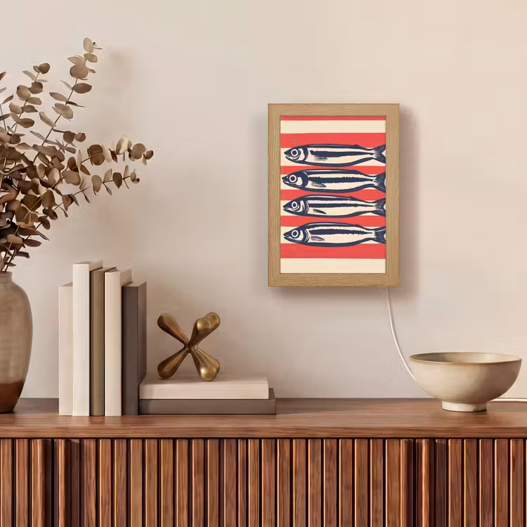 Tafellamp - Sardines - Rood en beige strepen — 4