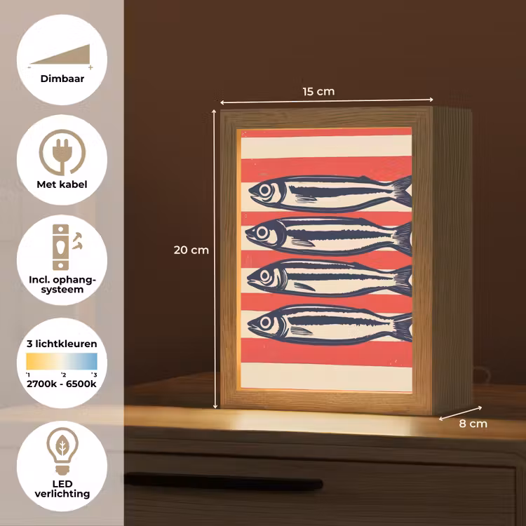 Tafellamp - Sardines - Rood en beige strepen — 7