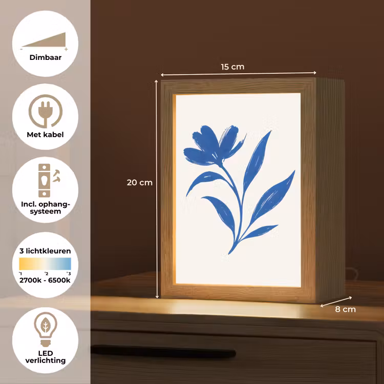 Tafellamp - Blauwe Bloem Penseelstreken — 7