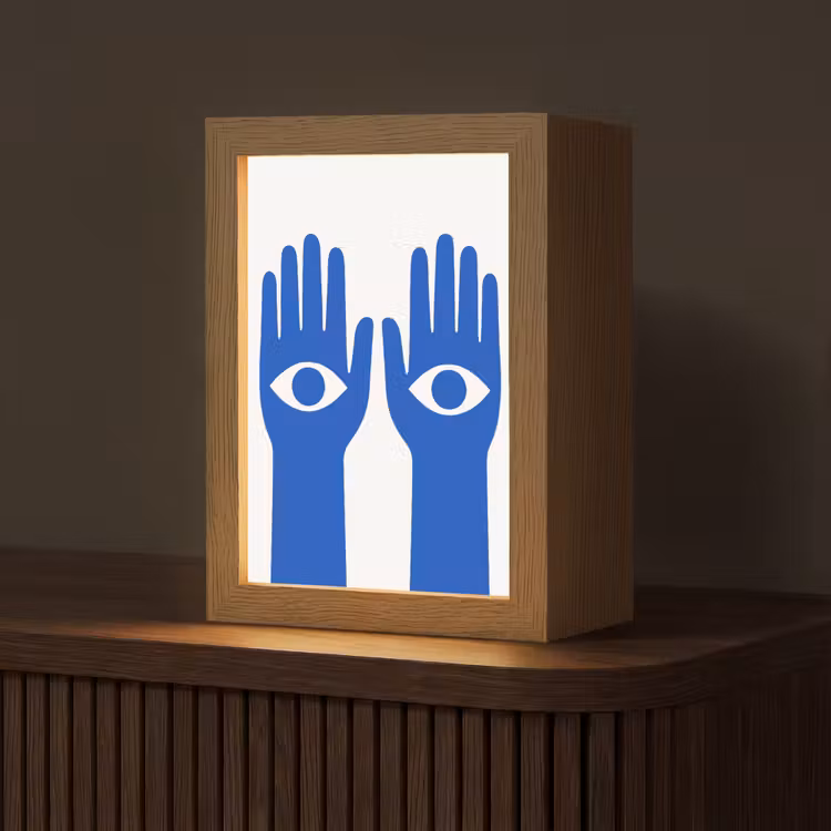 Tafellamp - Blauwe Handen met Ogen