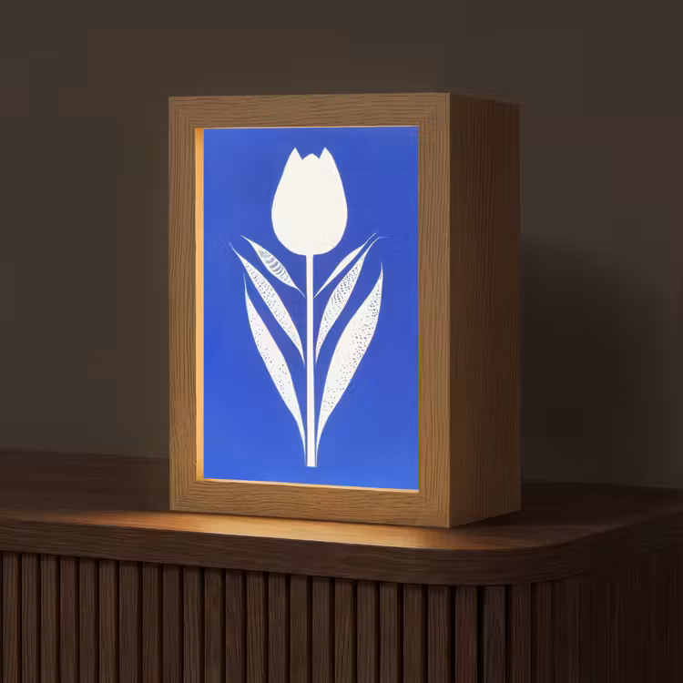 Tafellamp - Tulp Blauw Wit
