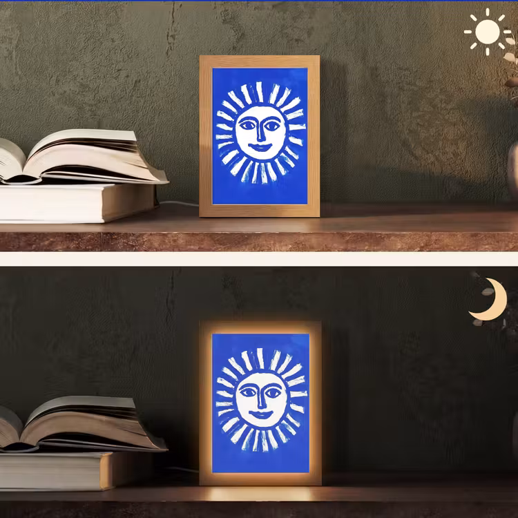 Tafellamp - Zon met Gezicht Blauw Wit — 5