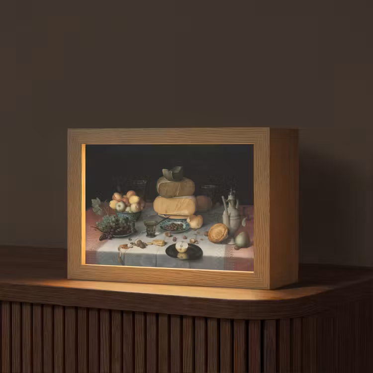 Tafellamp - Stilleven met kazen - Kunstwerk - Oude meesters — 1