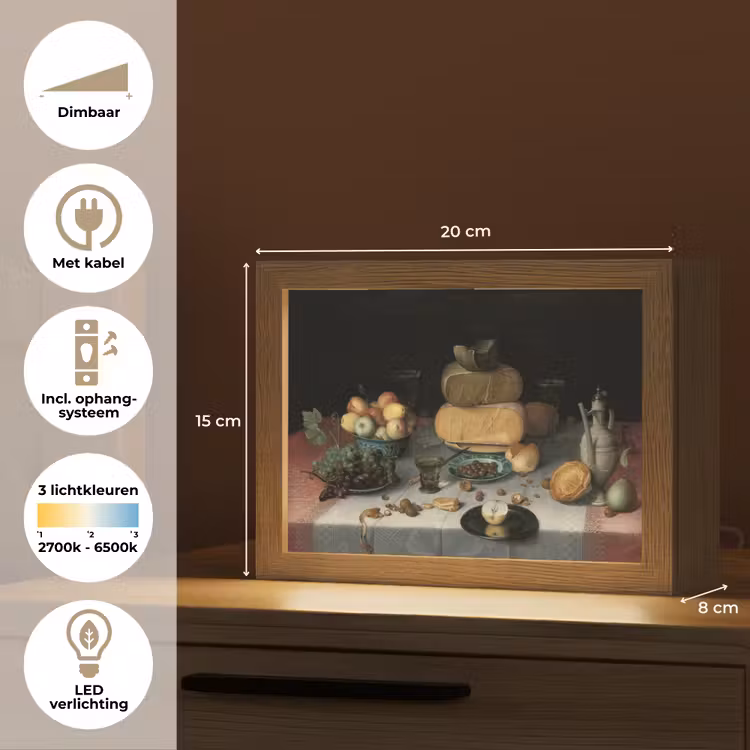 Tafellamp - Stilleven met kazen - Kunstwerk - Oude meesters — 6