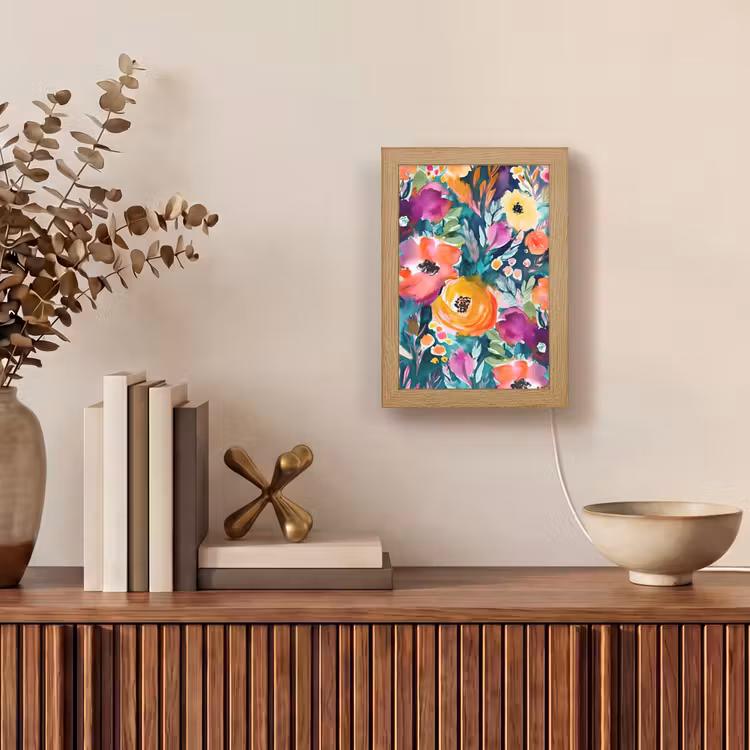 Tafellamp - Bloemen - Olieverf - Kunst - Natuur — 4