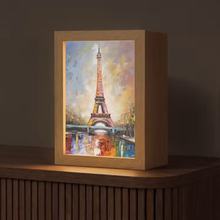 Tafellamp - Eiffeltoren - Schilderij - Olieverf - Parijs — 1
