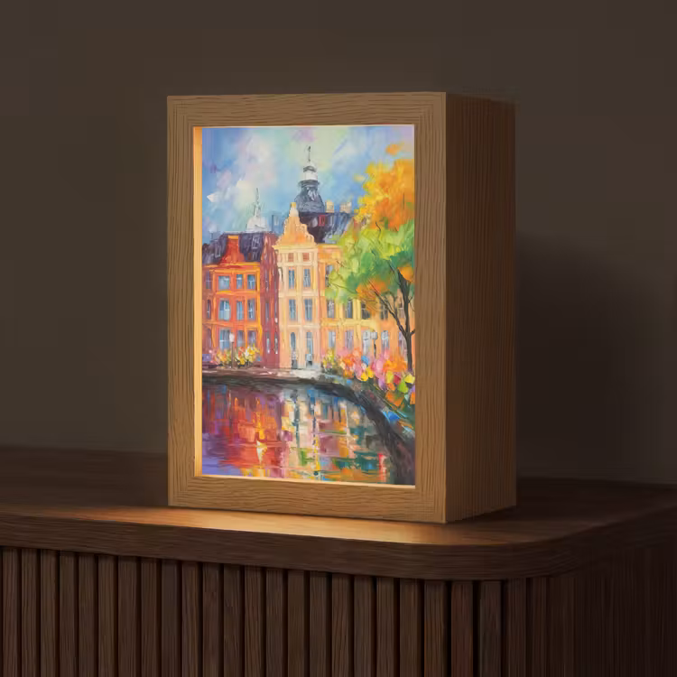Tafellamp - Olieverf - Amsterdam - Kunst - Kleurrijk — 1