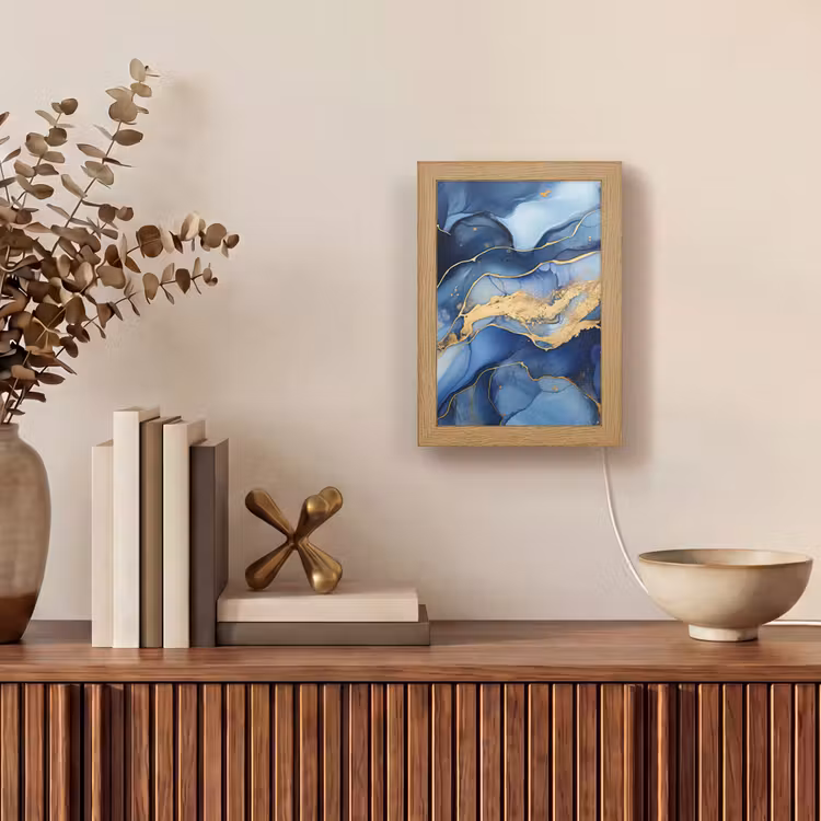 Tafellamp - Donkerblauw Marmer met Gouden Aders — 4