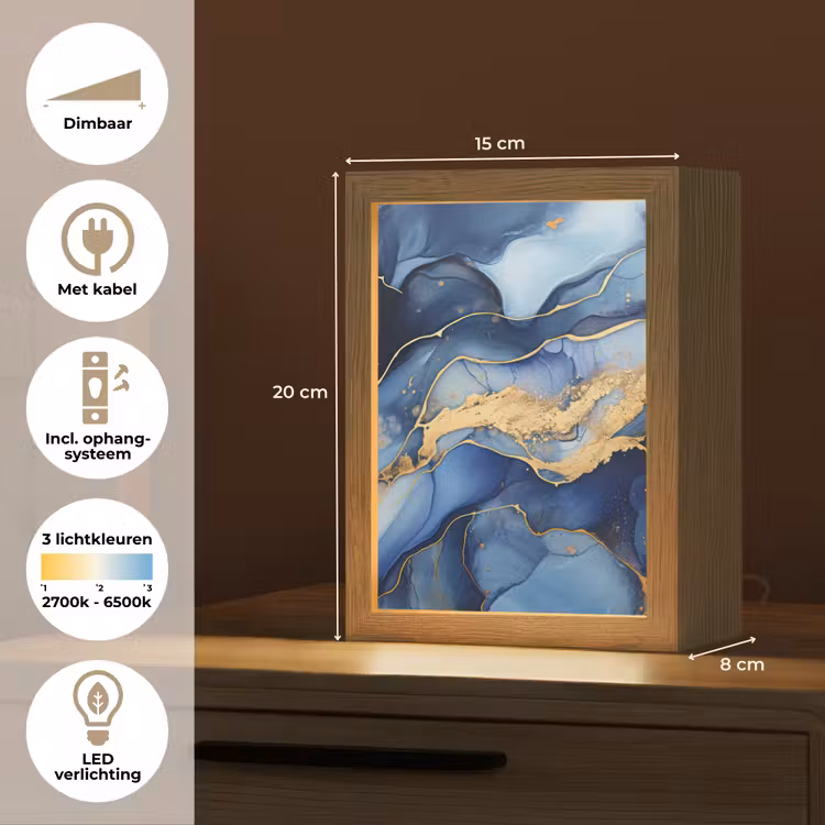 Tafellamp - Donkerblauw Marmer met Gouden Aders — 7