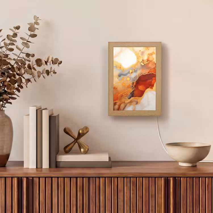 Tafellamp - Marmer - Oranje - Goud - Modern - Abstract — 4