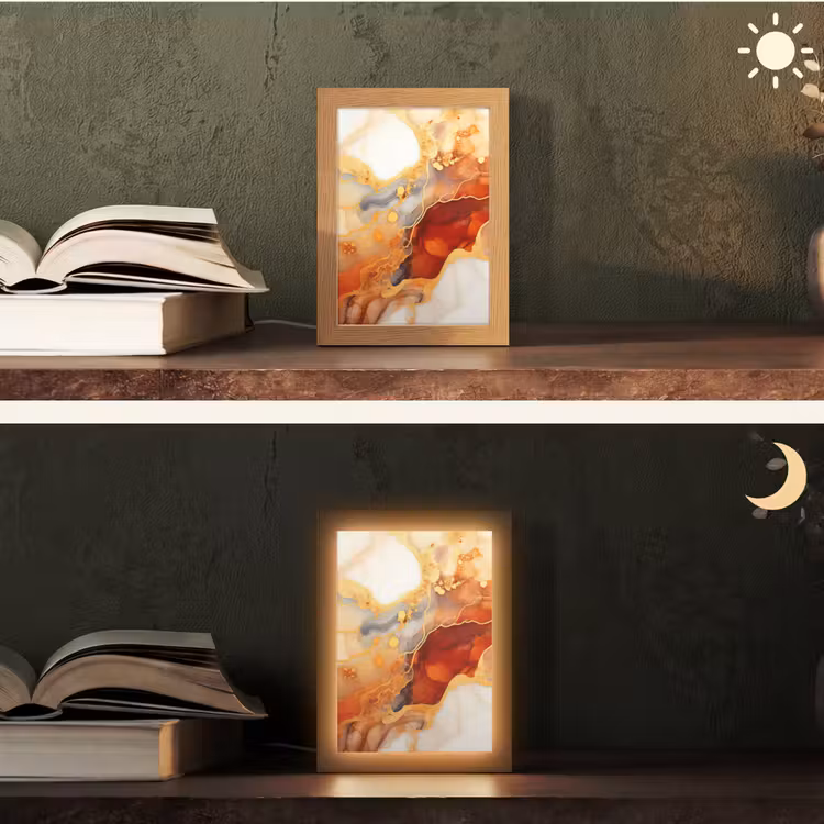 Tafellamp - Marmer - Oranje - Goud - Modern - Abstract — 5