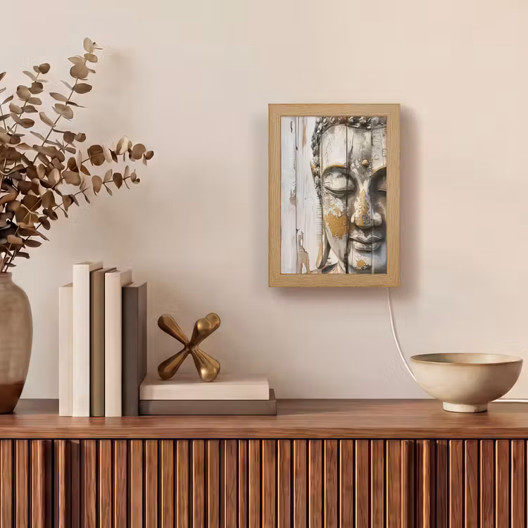 Tafellamp - Boeddha - Houtlook - Modern - Industrieel — 4
