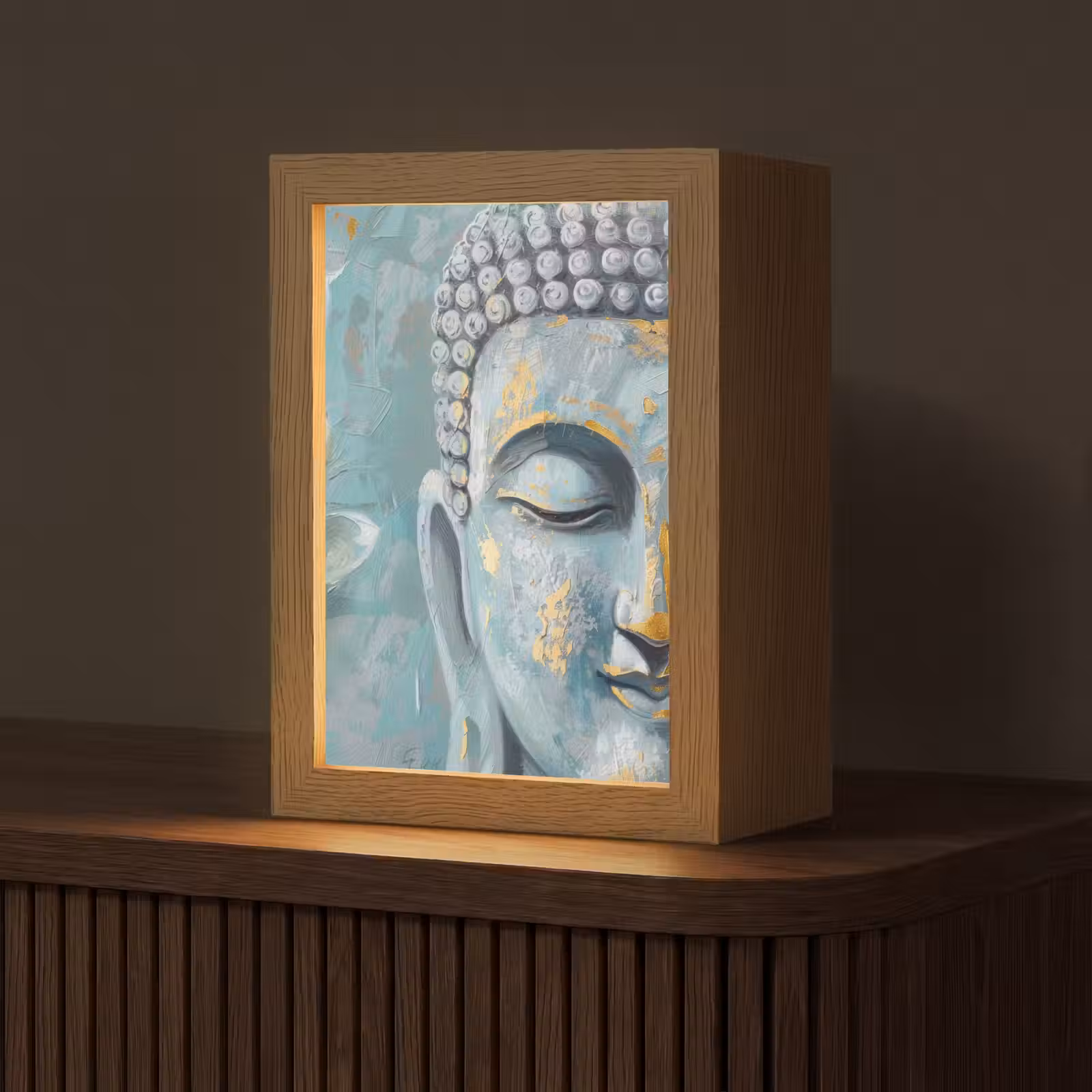Tafellamp - Boeddha - Bloem - Lotus - Goud - Blauw — 1