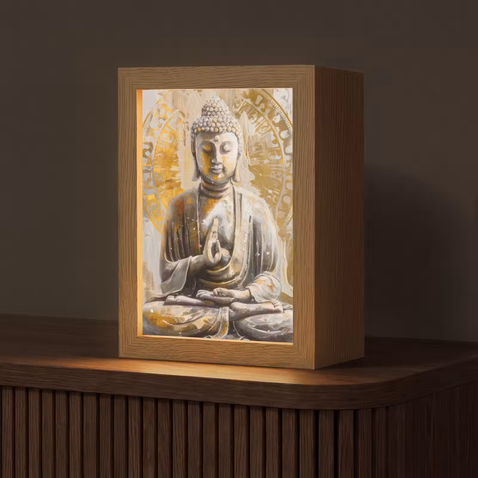 Tafellamp - Boeddha - Bloem - Lotus - Wit - Goud - Zen — 1