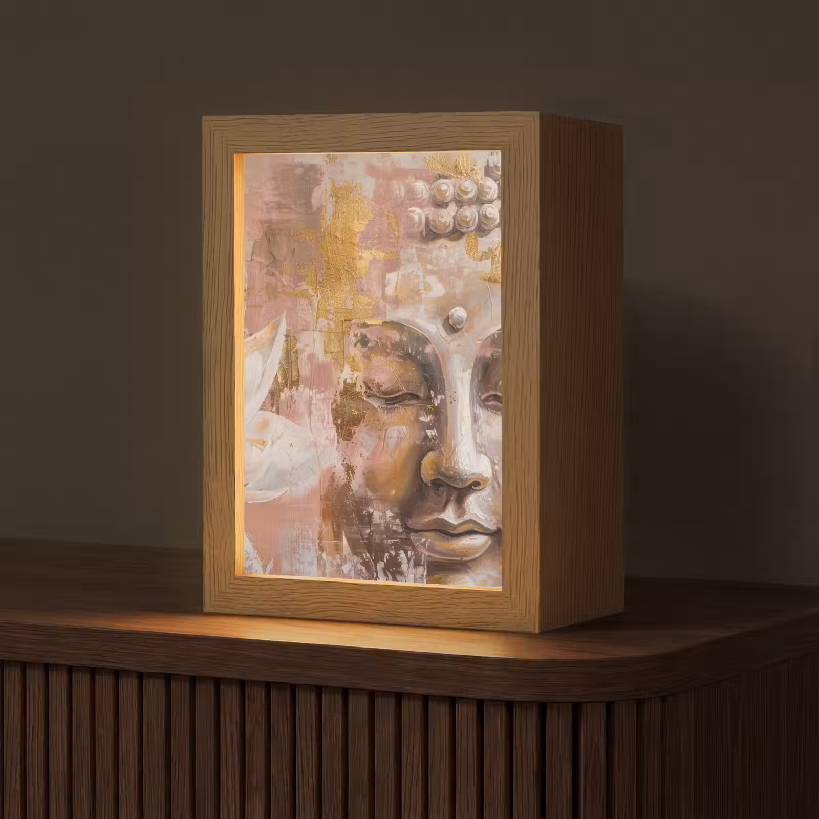Tafellamp - Buddha - Bloem - Goud - Roze - Abstract — 1