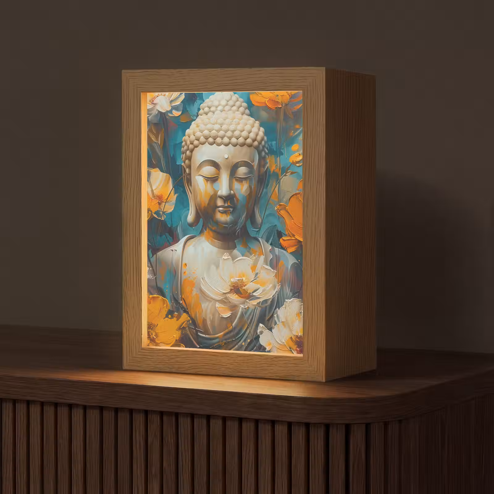 Tafellamp - Buddha - Bloemen - Kleurrijk - Modern — 1