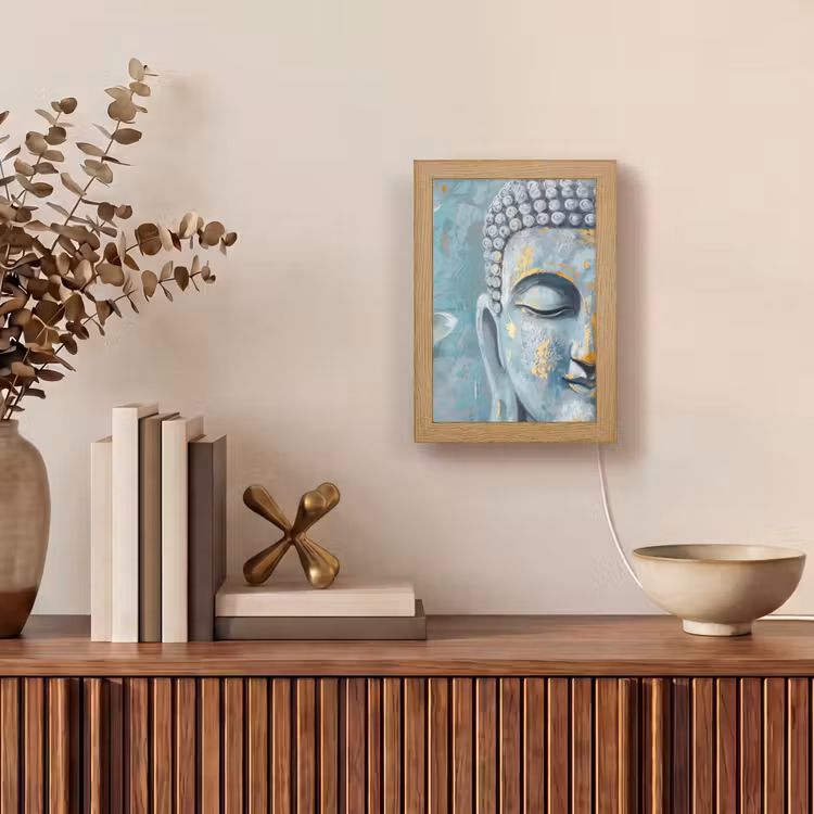 Tafellamp - Boeddha - Bloem - Lotus - Goud - Blauw — 4