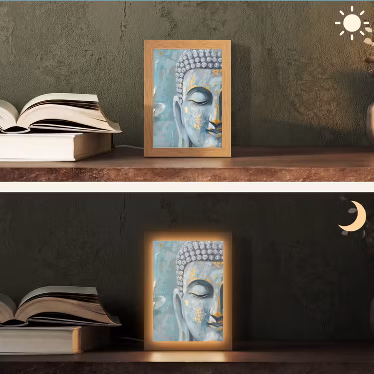 Tafellamp - Boeddha - Bloem - Lotus - Goud - Blauw — 5