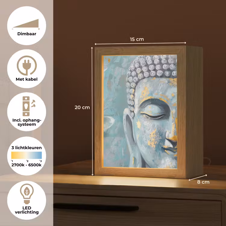 Tafellamp - Boeddha - Bloem - Lotus - Goud - Blauw — 7