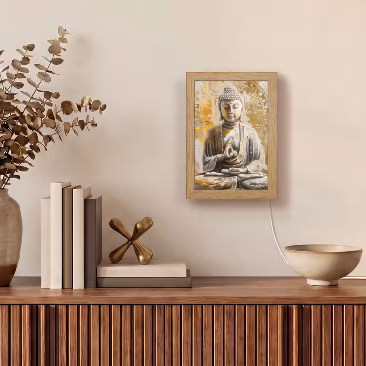 Tafellamp - Boeddha - Bloem - Lotus - Wit - Goud - Zen — 4