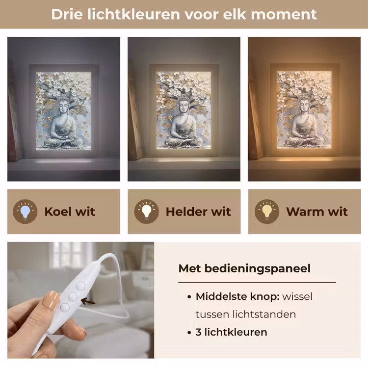 Tafellamp - Boeddha - Bloemen - Boom - Goud - Modern — 6