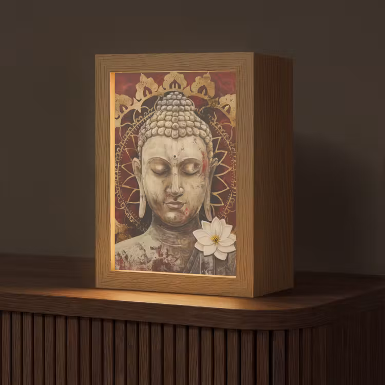 Tafellamp - Boeddha - Mandala - Bloem - Rood - Goud - Zen — 1