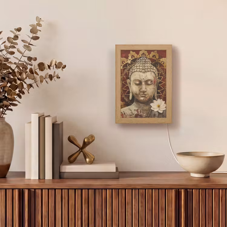 Tafellamp - Boeddha - Mandala - Bloem - Rood - Goud - Zen — 4