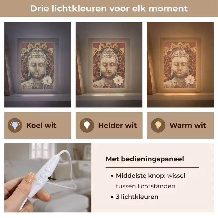 Tafellamp - Boeddha - Mandala - Bloem - Rood - Goud - Zen — 6