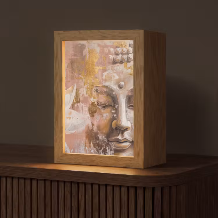 Tafellamp - Buddha - Bloem - Goud - Roze - Abstract — 1