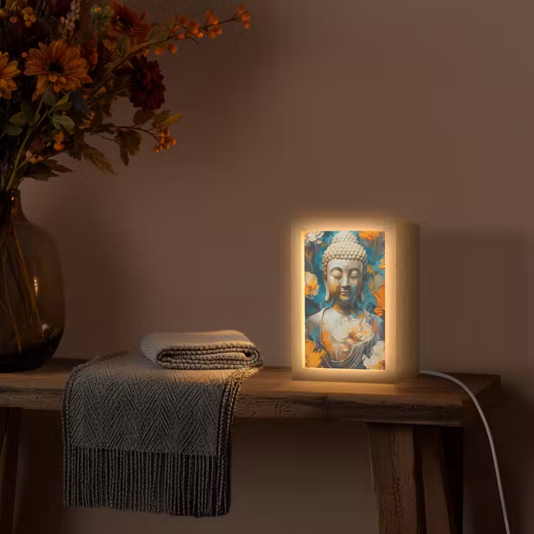 Tafellamp - Buddha - Bloemen - Kleurrijk - Modern — 3