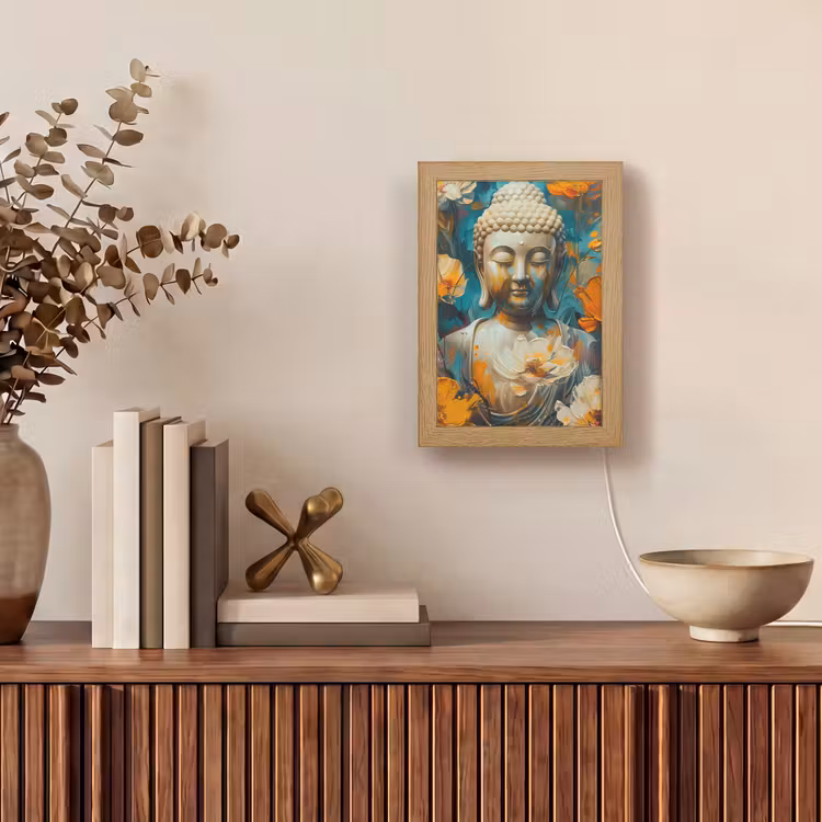 Tafellamp - Buddha - Bloemen - Kleurrijk - Modern — 4