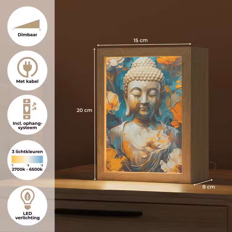 Tafellamp - Buddha - Bloemen - Kleurrijk - Modern — 7