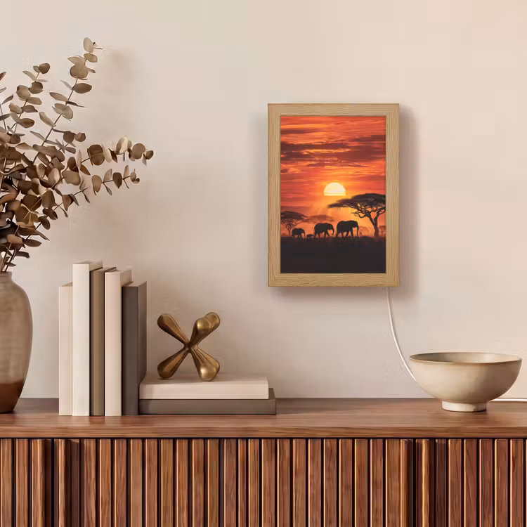 Tafellamp - Savanne - Olifanten - Zonsondergang — 4