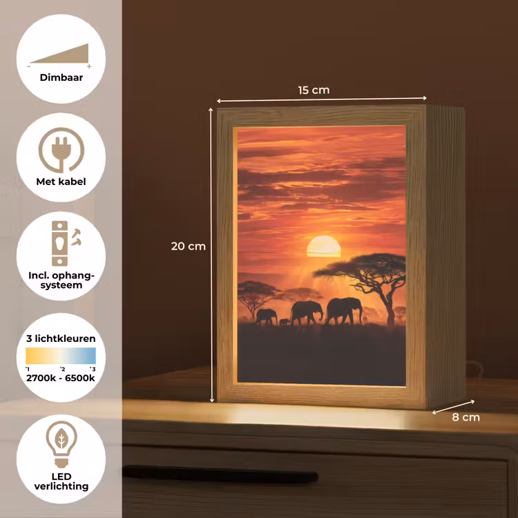Tafellamp - Savanne - Olifanten - Zonsondergang — 7