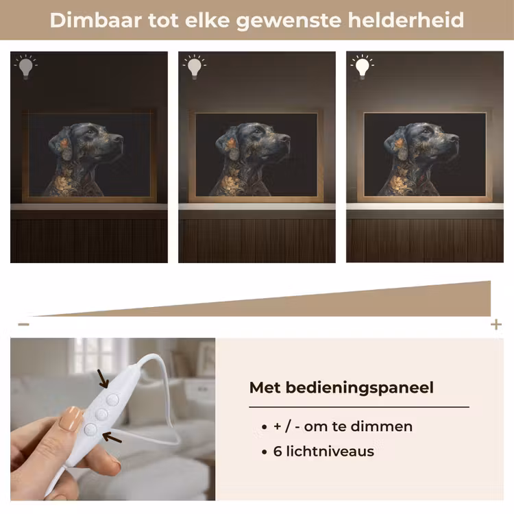 Tafellamp - Hond - Zwart - Bloemen — 8