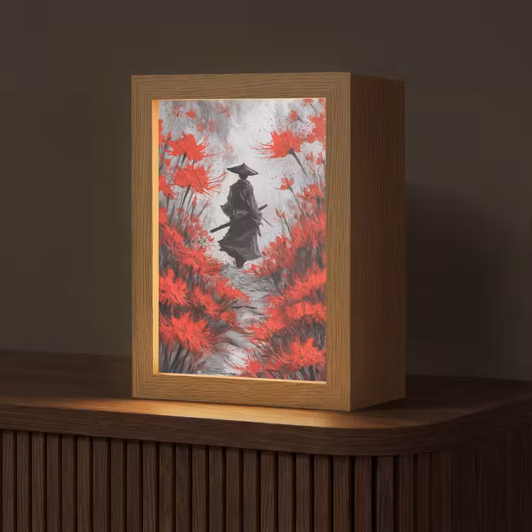 Tafellamp - Rode bloemen - mistig - Man — 1
