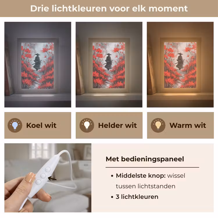 Tafellamp - Rode bloemen - mistig - Man — 6