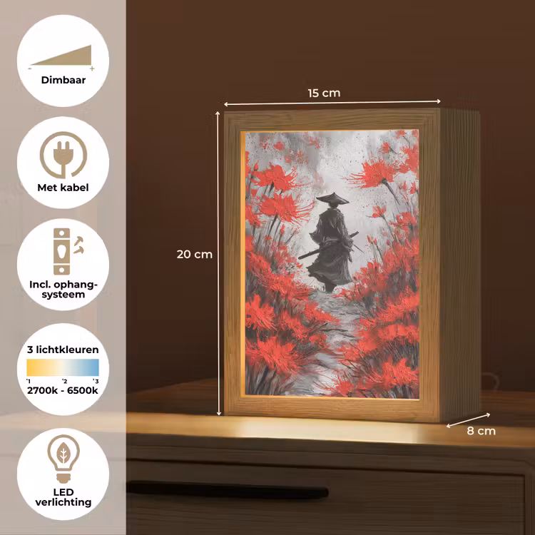 Tafellamp - Rode bloemen - mistig - Man — 7