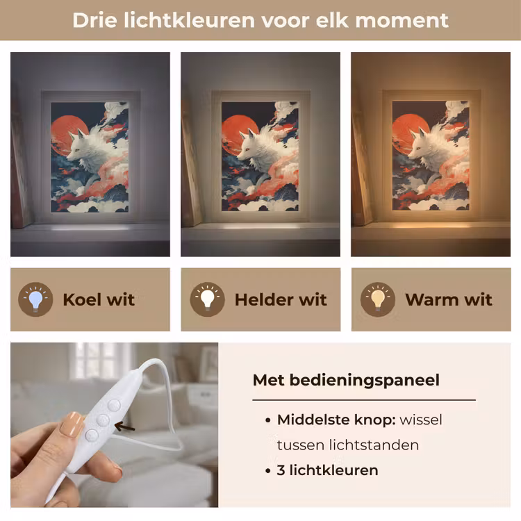 Tafellamp - Witte vos - wolken - maan — 6
