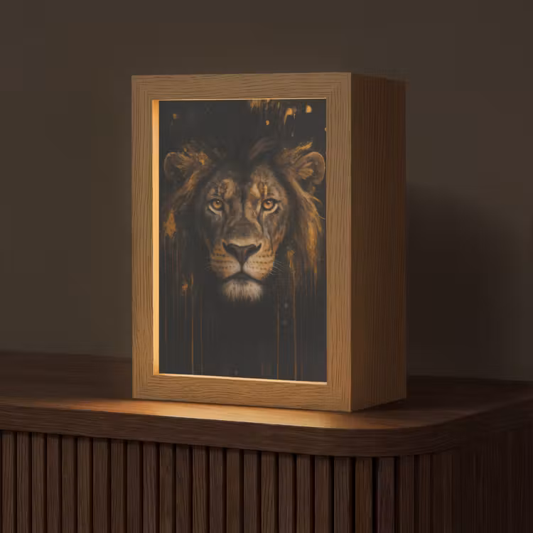Tafellamp - Leeuw Portret Zwart Goud