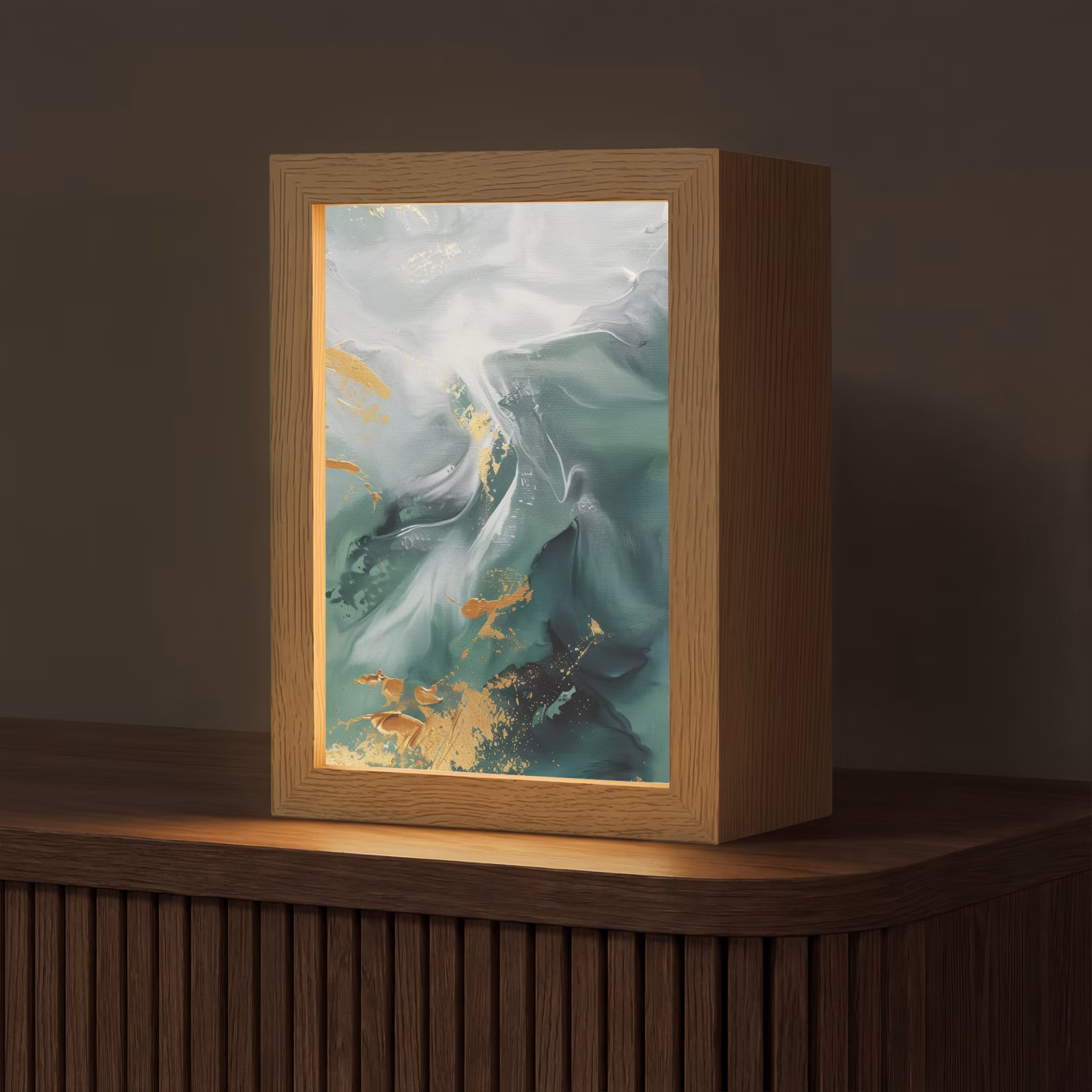 Tafellamp - Abstracte Verfstreken Groen Goud — 1