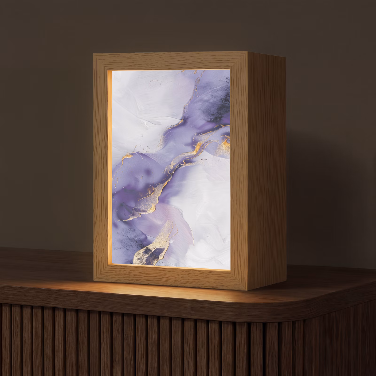Tafellamp - Abstracte Verfstreken Paars Goud — 1