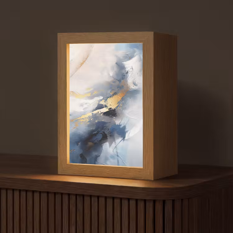 Tafellamp - Abstracte Verfstreken Blauw Goud